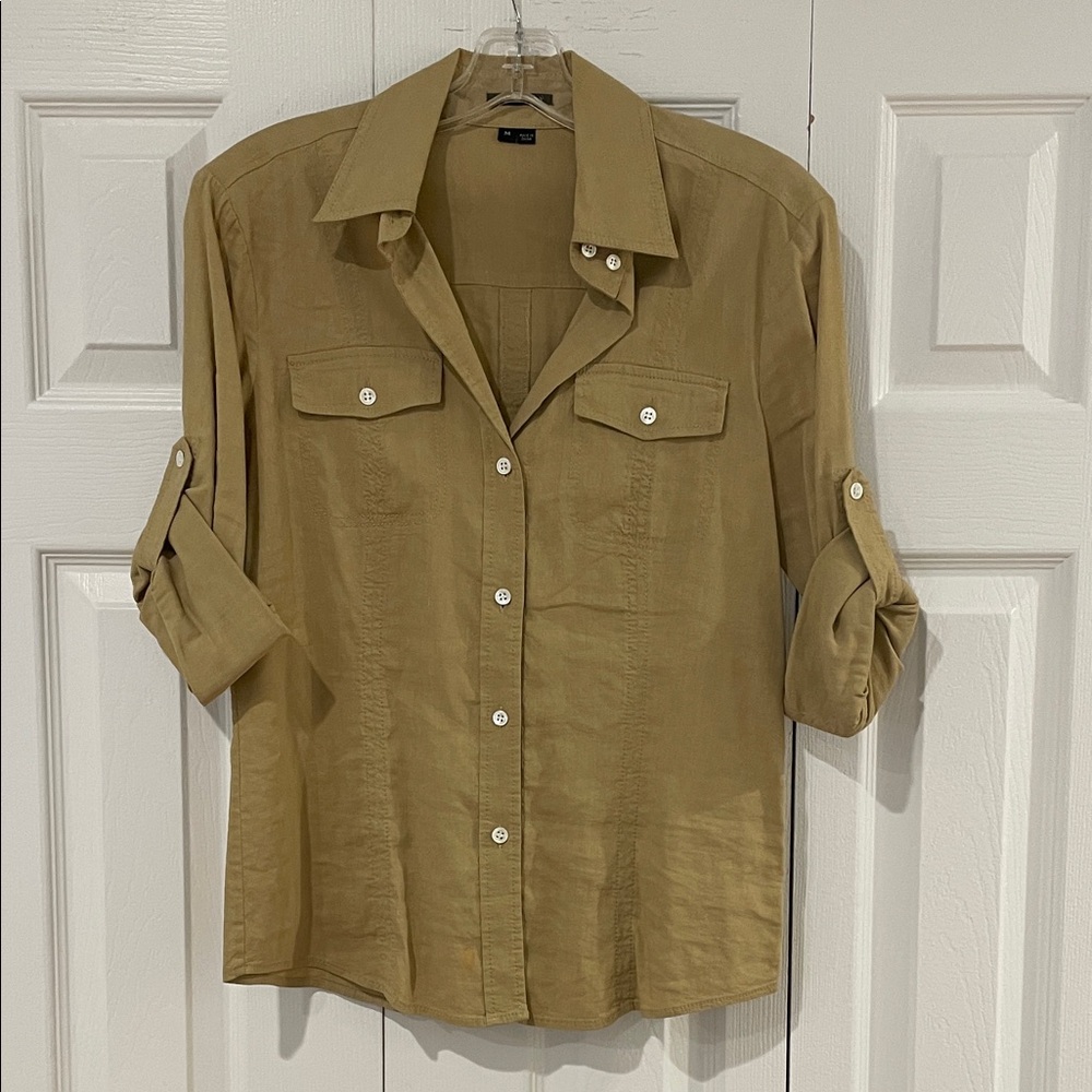 Theory Olive Button Down Shirt